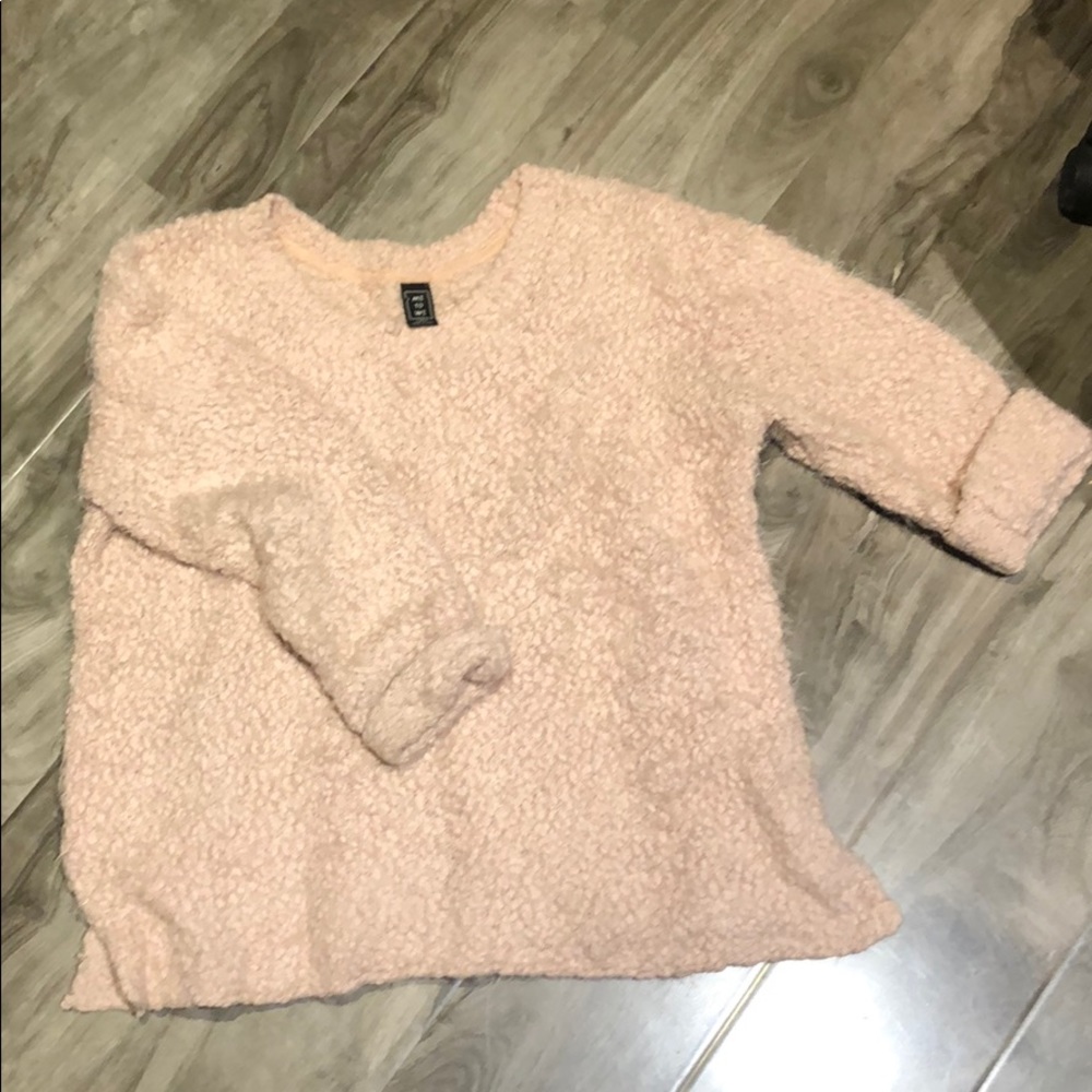 Me to We Fuzzy Pink Oversized Sweater